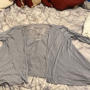 2x grey cardigan lace backing